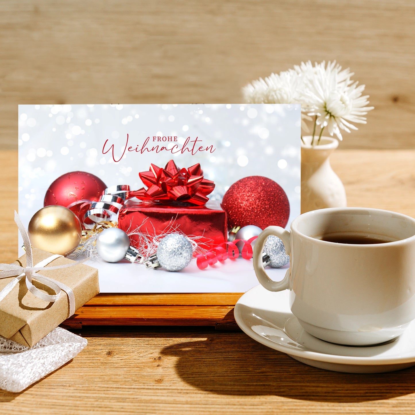 Edle Weihnachtskarte - Klappkarten mit Kuvert