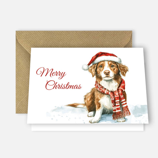 1 Weihnachtskarte für Hundefans 10,5x14,8cm Klappkarte +Umschlag - Merz Designkarten