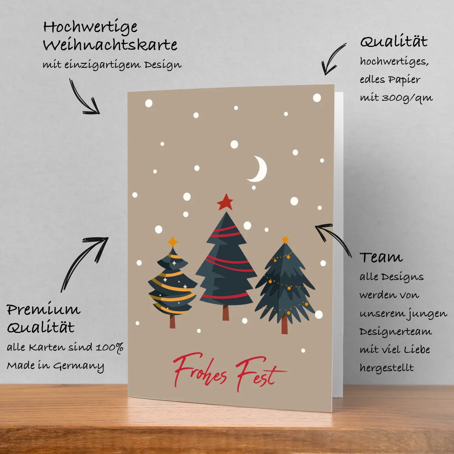 Modernes Weihnachtskarteset - 6 unterschiedliche Motive 10,5 x 14,8cm Klappkarten