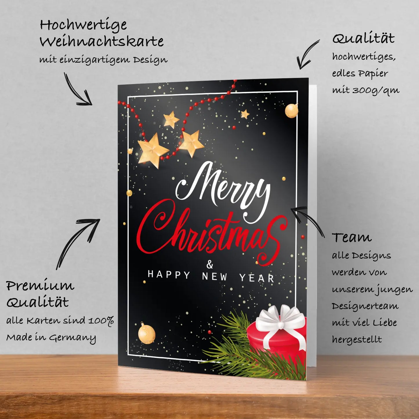 Bezaubernde Weihnachtskarte - inkl. Umschlag mit Weihnachtsmotiven