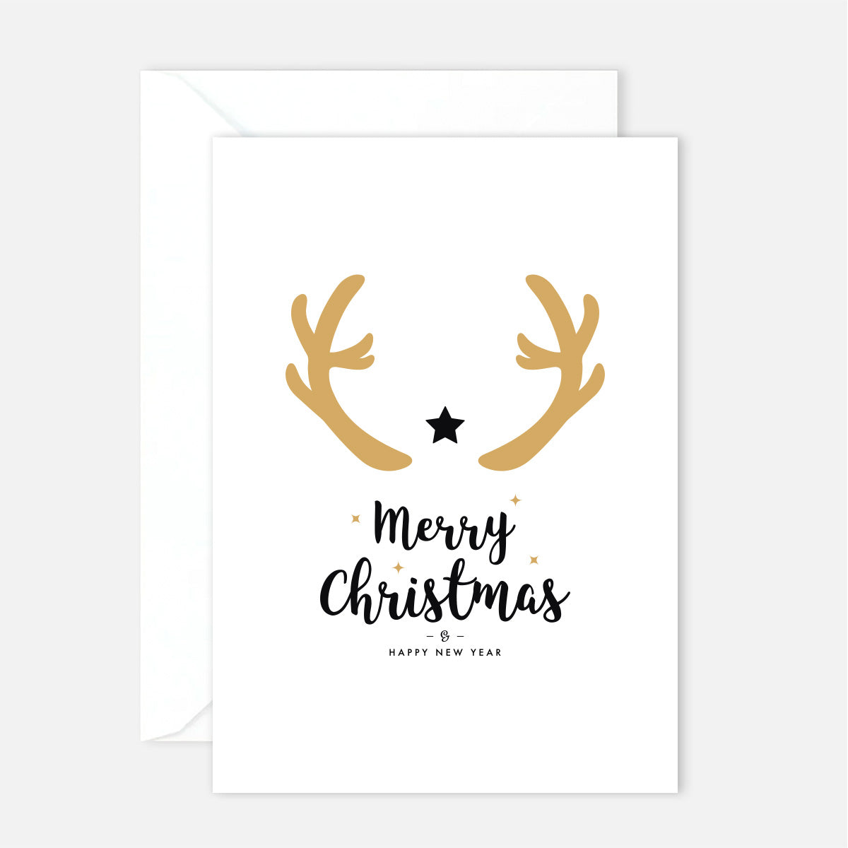 1 moderne Weihnachtskarte - Geweihmotiv- Postkarte