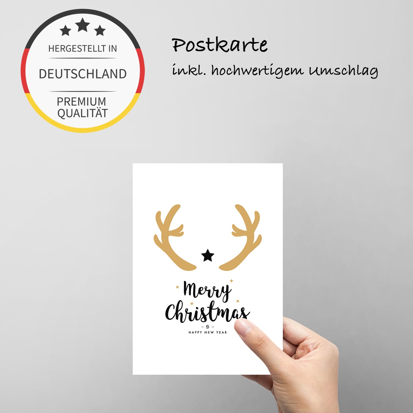 1 moderne Weihnachtskarte - Geweihmotiv- Postkarte