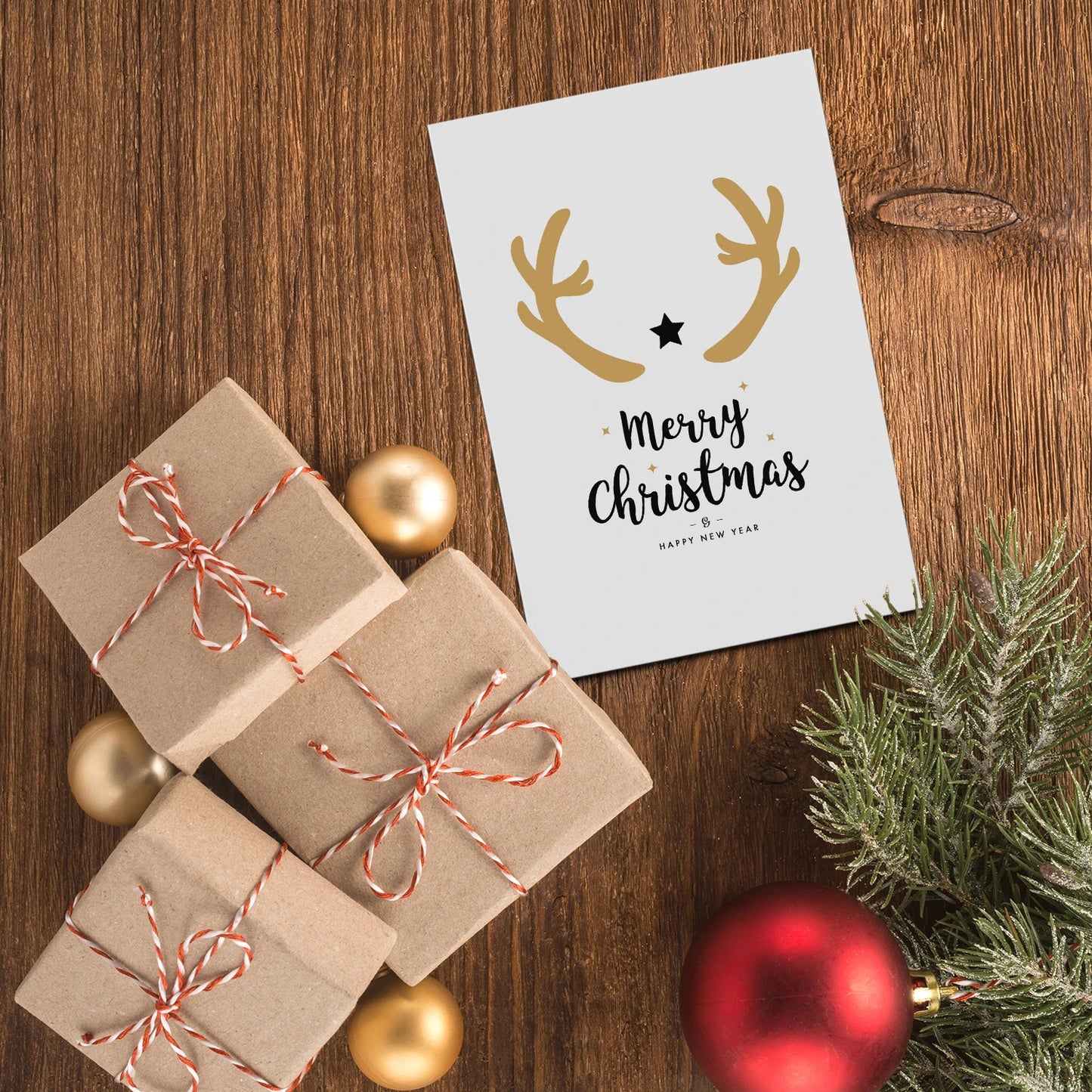 1 moderne Weihnachtskarte - Geweihmotiv- Postkarte