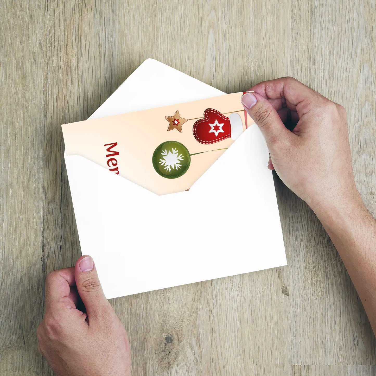 Einzigartige, quadratische Weihnachtskarte - Klappkarte mit weißem Kuvert