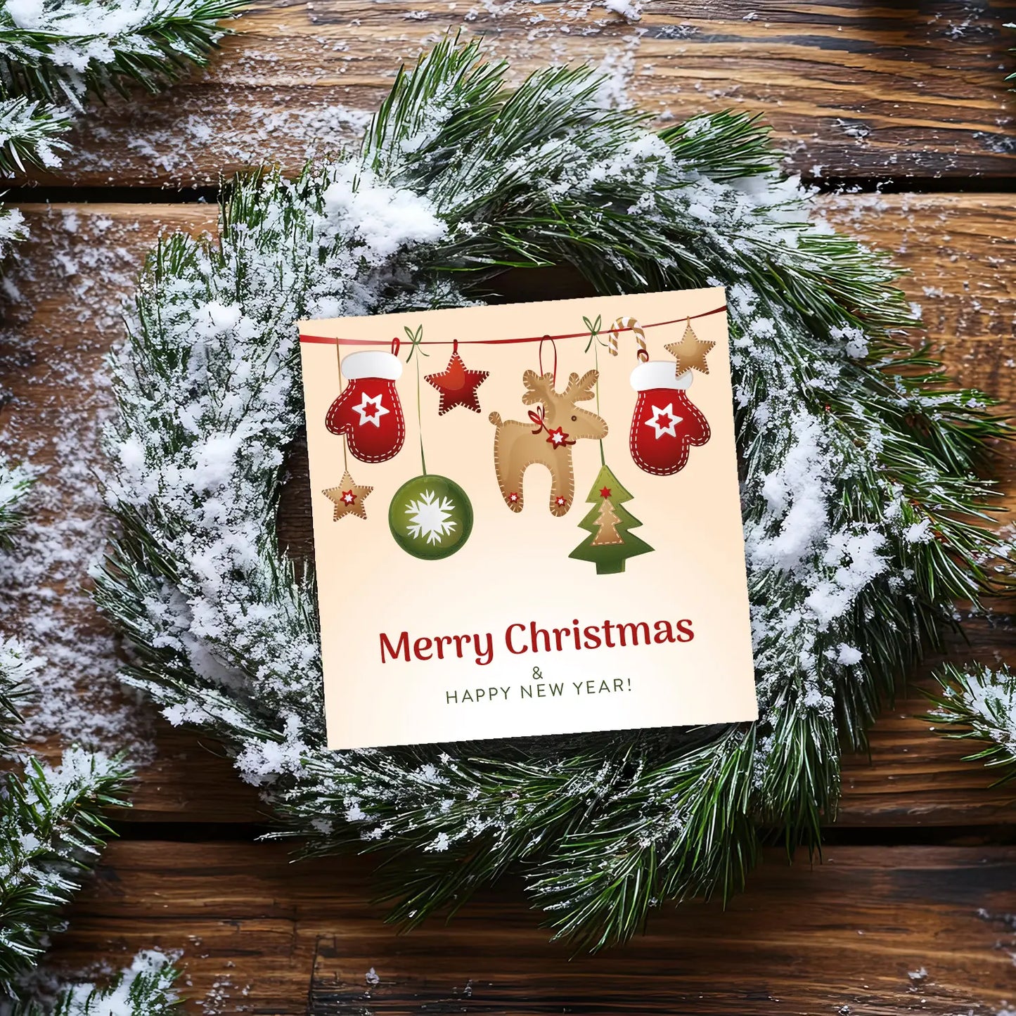 Einzigartige, quadratische Weihnachtskarte - Klappkarte mit weißem Kuvert