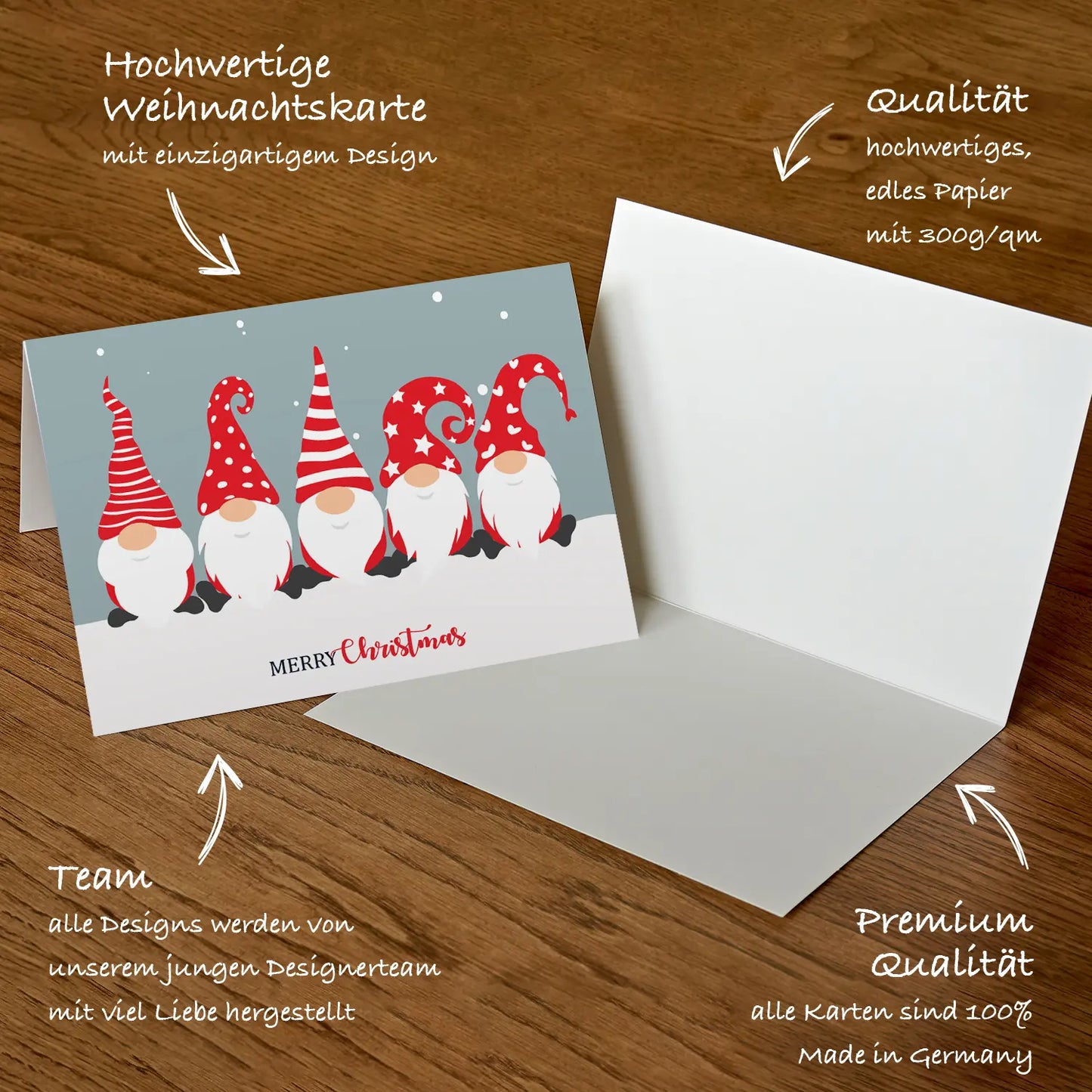 Lustige Weihnachtskarte - Klappkarte mit Wicheltmotiv + Umschlag