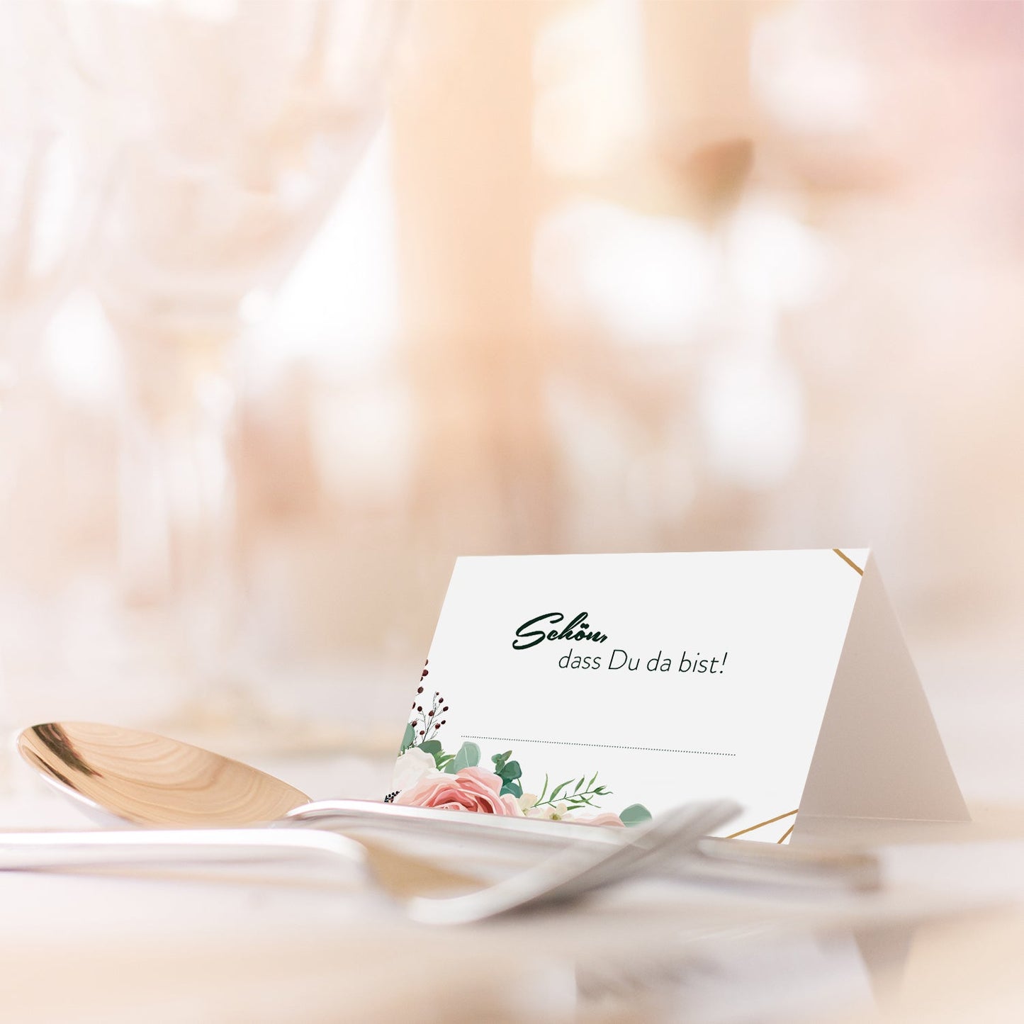 50 edle Tischkarten Platzkarten mit Blumenmotiv 8,5x5,5cm Merz Designkarten