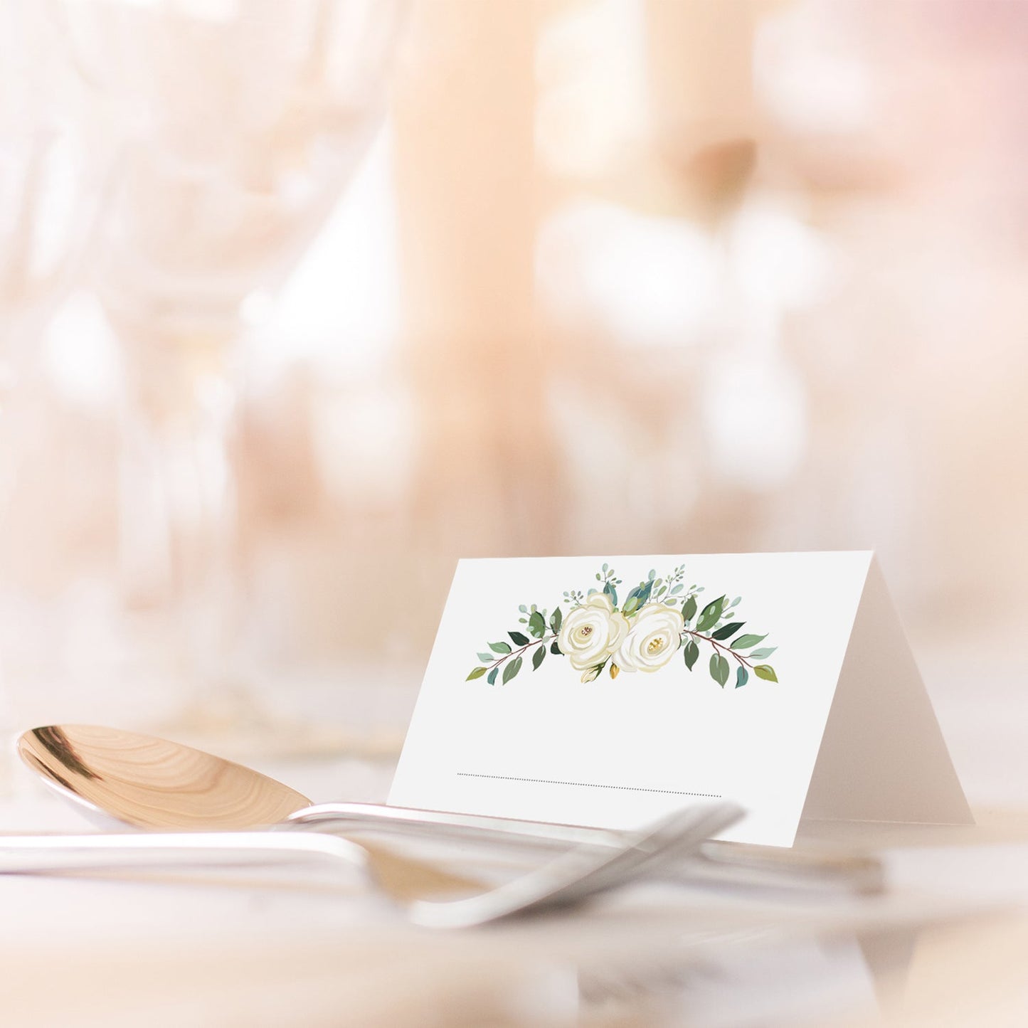 50 edle Platzkarten Tischkarten mit zwei edlen Blumen als Motiv - 5,5x8,5cm Merz Designkarten