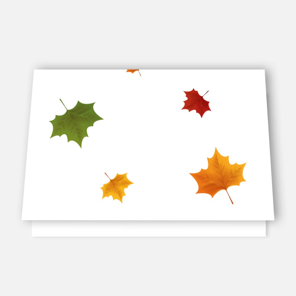 Tischkarten im Herbstmotiv mit Kürbis und fallenden Blättern - 50 Stück Merz Designkarten