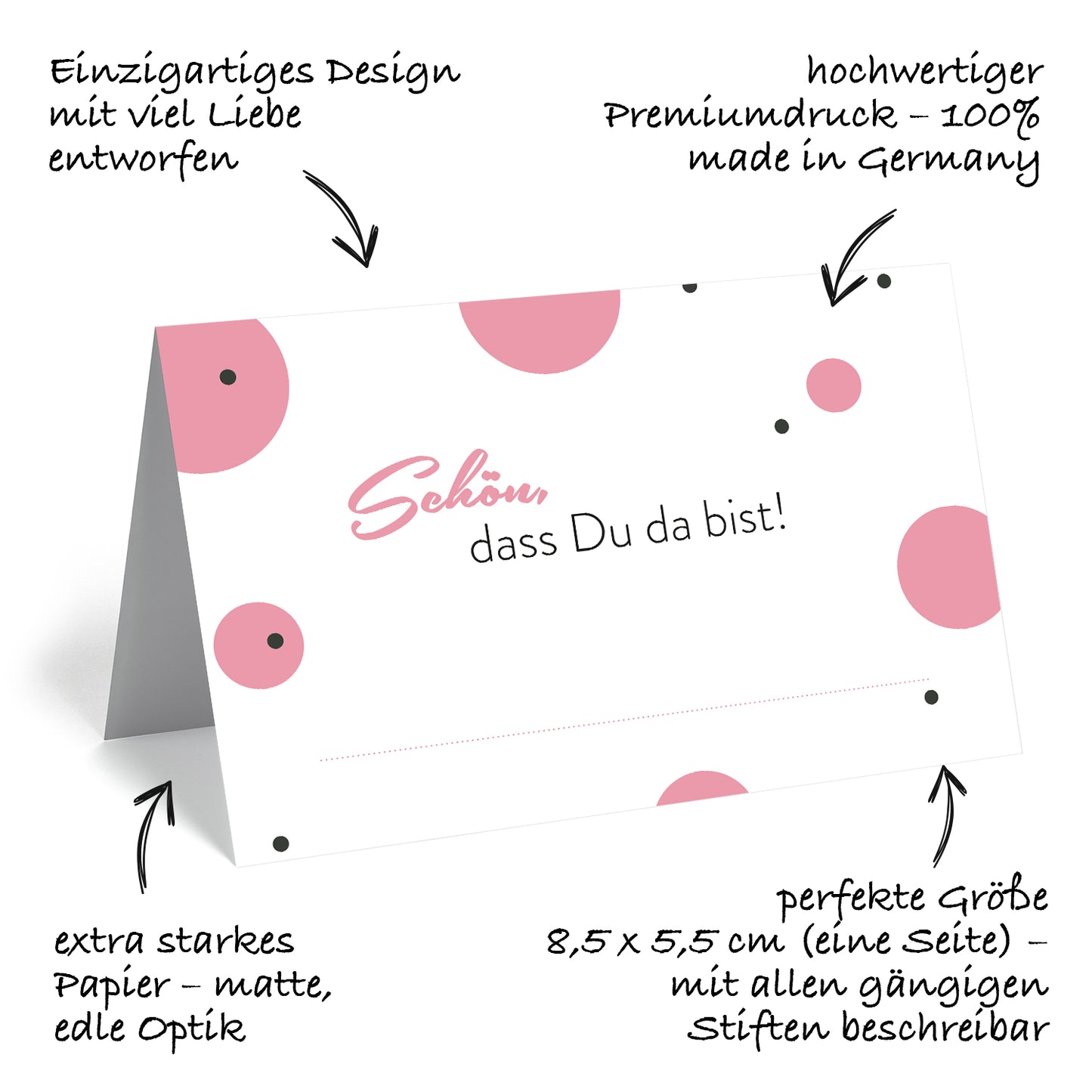 50 Premium-Tischkarten Platzkarten Namenskarten Namensschilder Hochzeit Feier