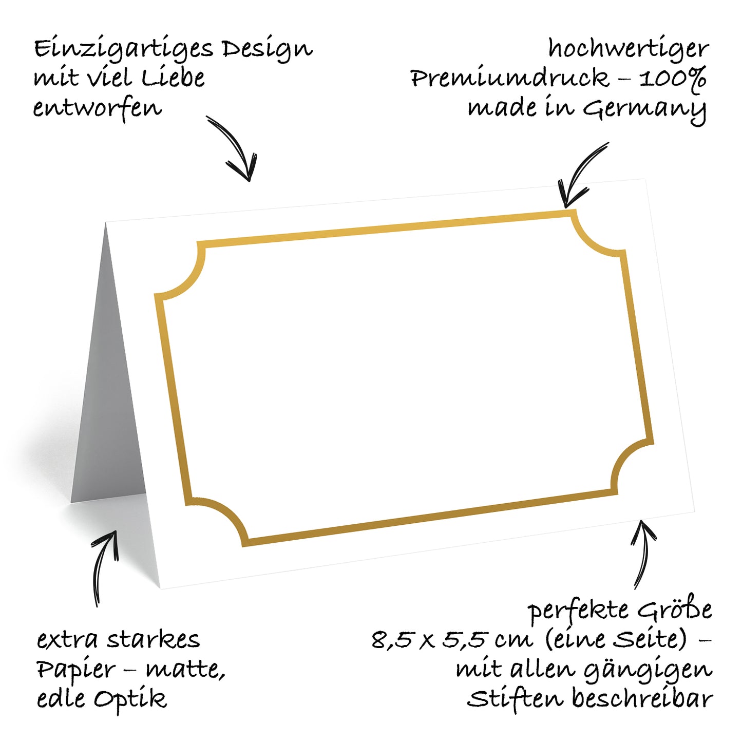 50 Premium-Tischkarten Platzkarten Namenskarten Namensschilder Hochzeit Feier