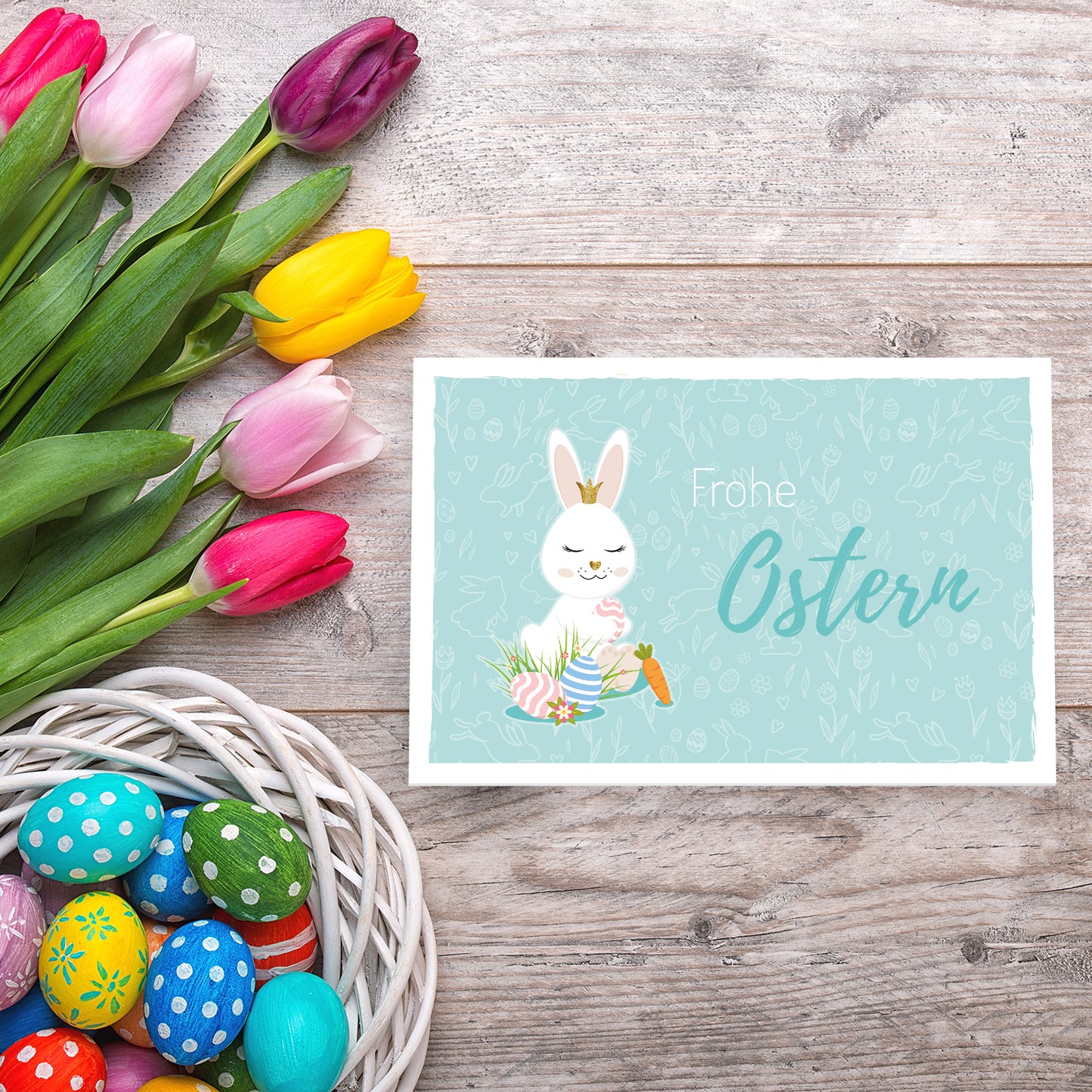 5 Osterkarten Grußkarten Karte Klappkarte Frohe Ostern 12x18cm mit Umschlag