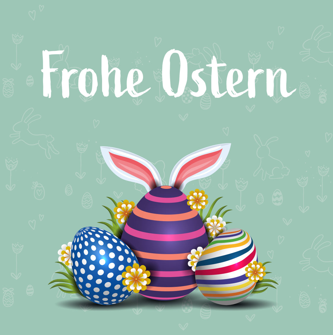 4 Premium Osterkarten Grußkarten Ostern Klappkarten mit Umschlag 14,8x14,8cm