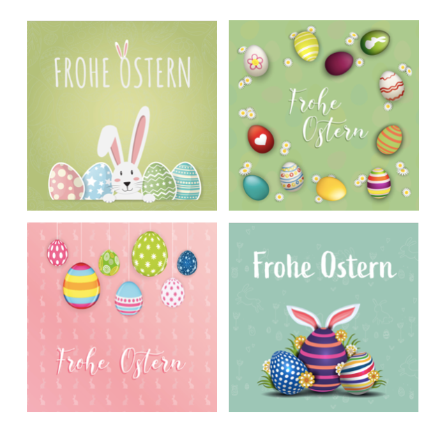 4 Premium Osterkarten Grußkarten Ostern Klappkarten mit Umschlag 14,8x14,8cm