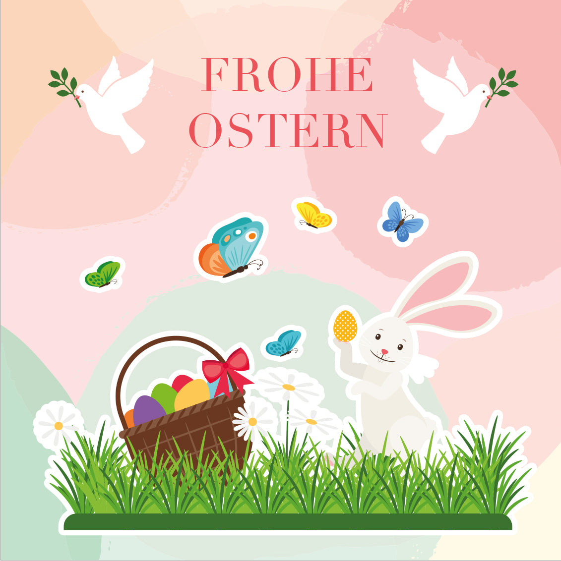 4 Premium Osterkarten Grußkarten Ostern Klappkarten mit Umschlag 14,8x14,8cm