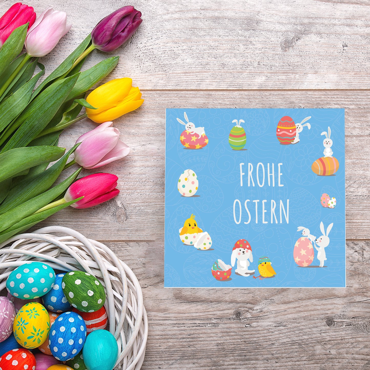 4 Premium Osterkarten Grußkarten Ostern Klappkarten mit Umschlag 14,8x14,8cm