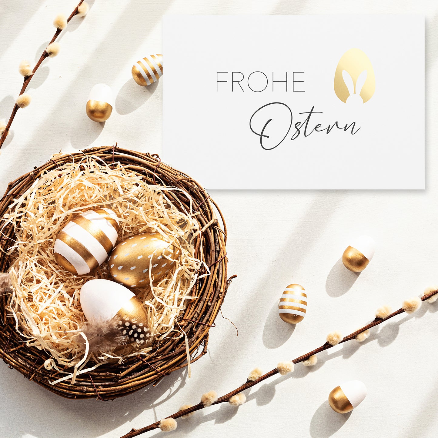 3 edle Osterkarten Designer-Grußkarten Karte Klappkarte Frohe Ostern + Umschlag