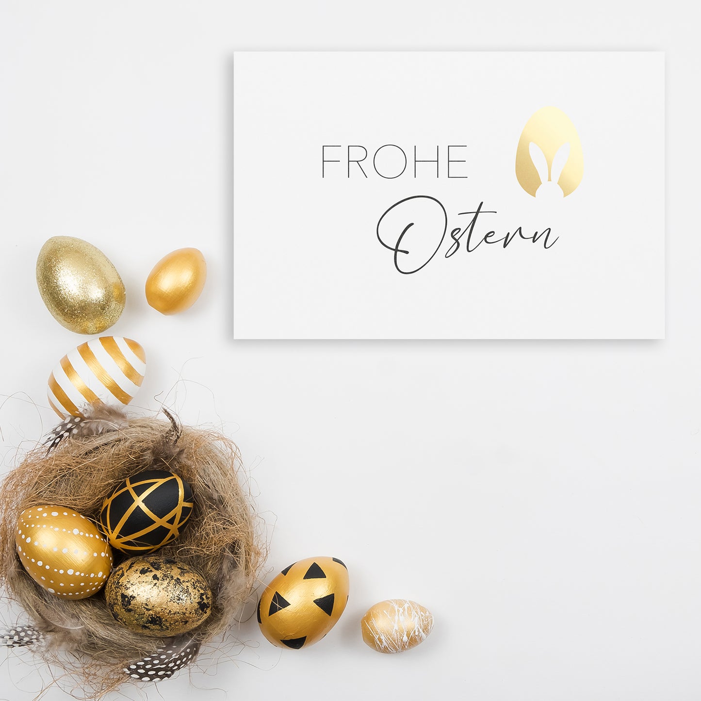 1  edle Osterkarten Designer-Grußkarten Karte Klappkarte Frohe Ostern + Umschlag