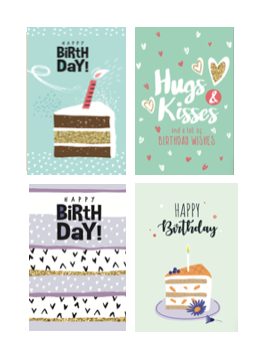 4 Premium Geburtstagskarten Happy Birthday 18x12cm + 4 Kuverts Geburtstag Karten