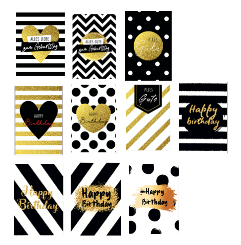 10 Premium Geburtstagskarten Happy Birthday 18x12cm + 10 Kuverts Geburtstag Karten