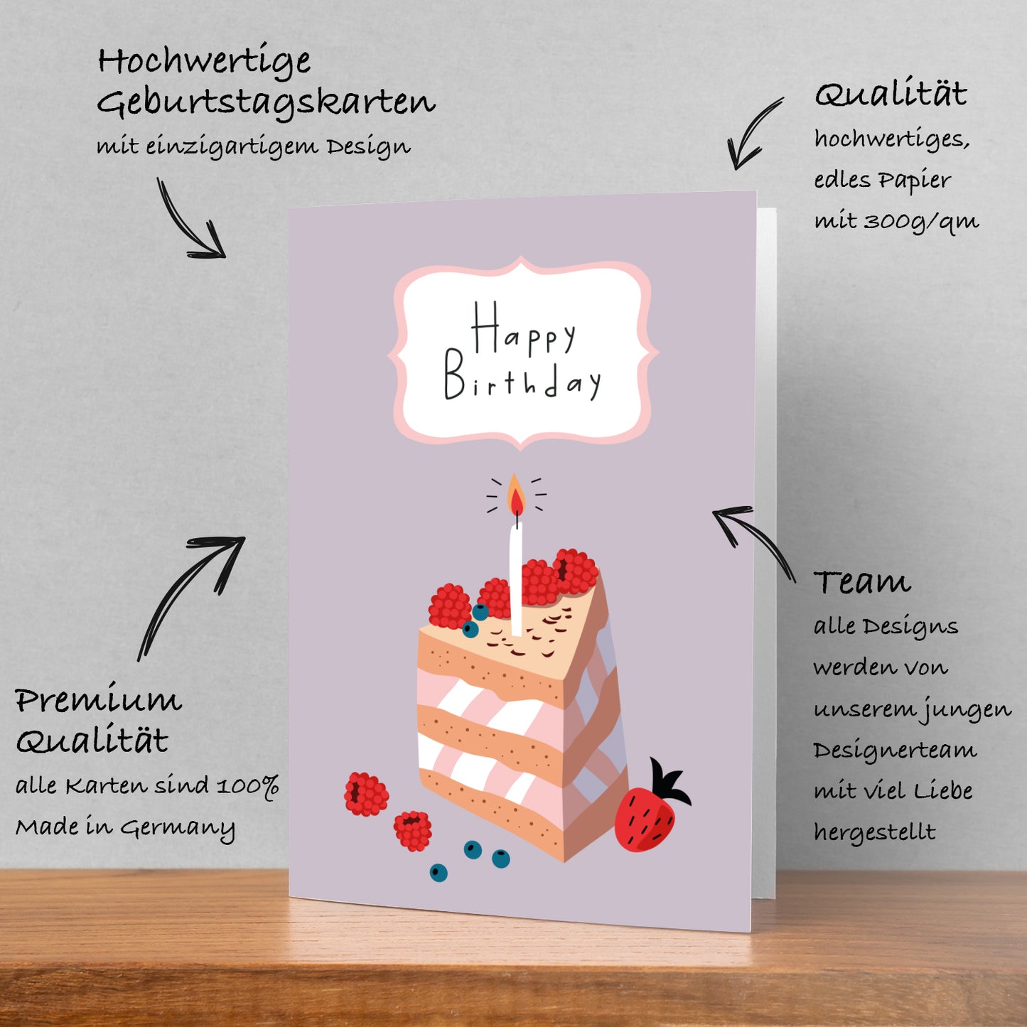12 Premium Geburtstagskarten Happy Birthday 18x12cm + 12 Kuverts Geburtstag Karten