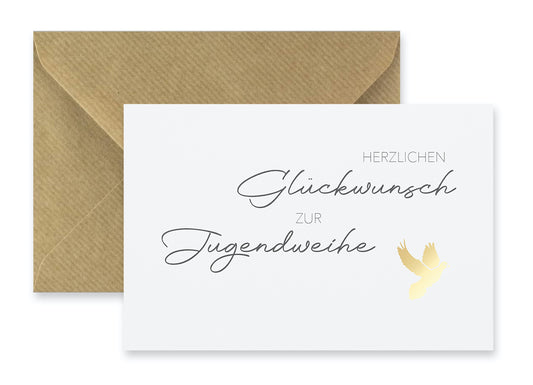1 edle Karte Glückwunsch zur Jugendweihe Klappkarte 10,5x14,8cm + Naturumschlag