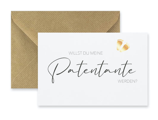 1 Premium Karte Patentante Taufzeugin Klappkarte 10,5x14,8cm und 1 Naturumschlag Merz Designkarten