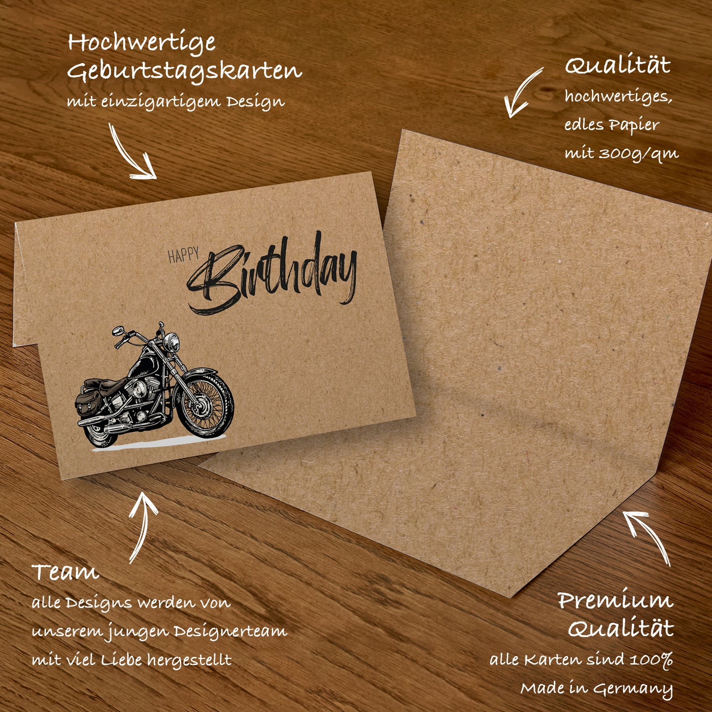 1 Premium Geburtstagskarte Happy Birthday 18x12cm Querformat mit Umschlag