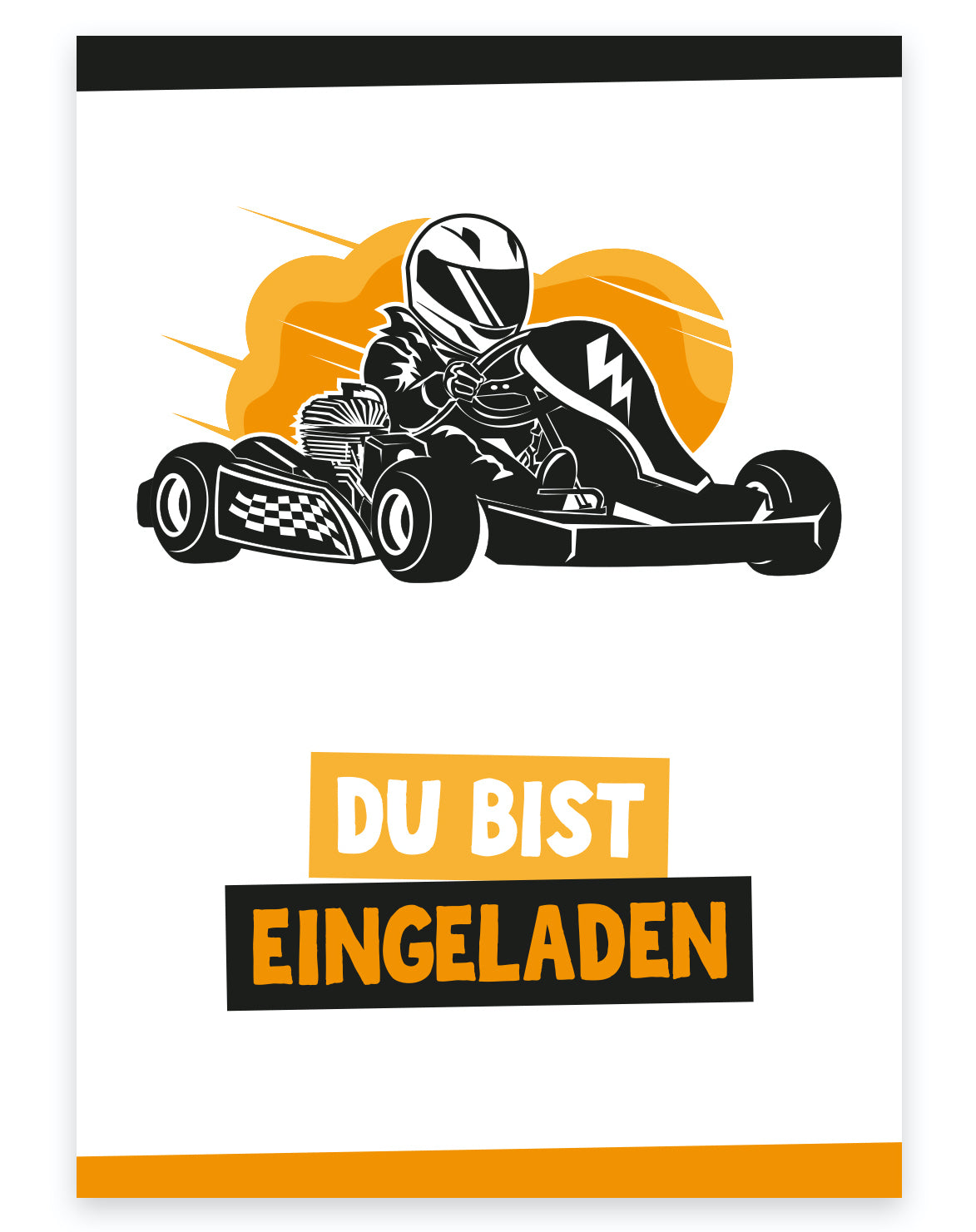 12 Einladungskarten Kindergeburtstag Kart Postkarten 14,8x10,5cm + 12 Umschläge