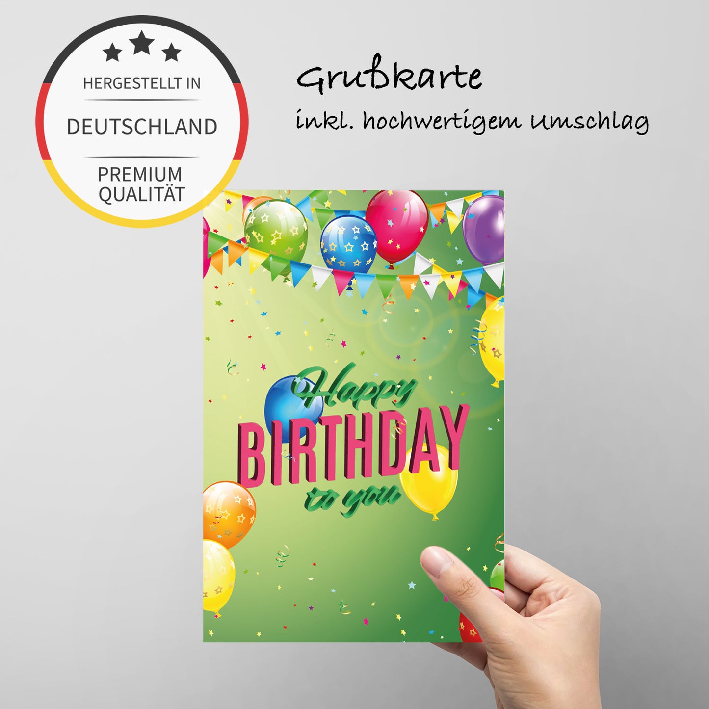 1 edle Geburtstagskarte Klappkarte 14,8x10,5cm mit 1 weißen Umschlag Glückwunsch