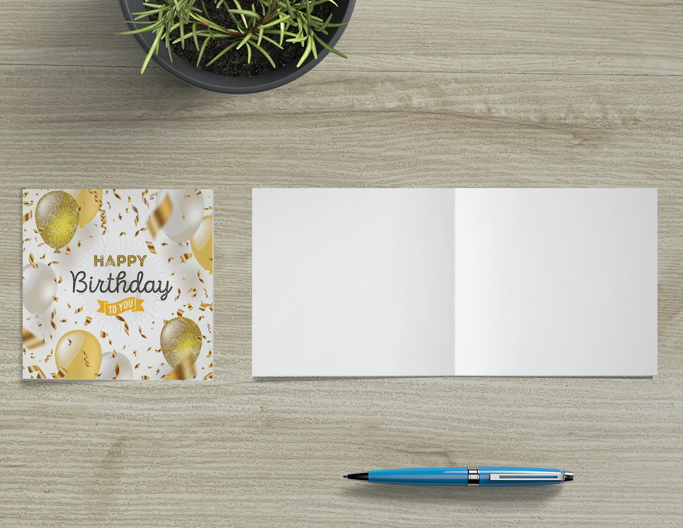 1 Geburtstagskarte Klappkarte Happy Birthday 14,8x14,8cm und 1 weißer Umschlag