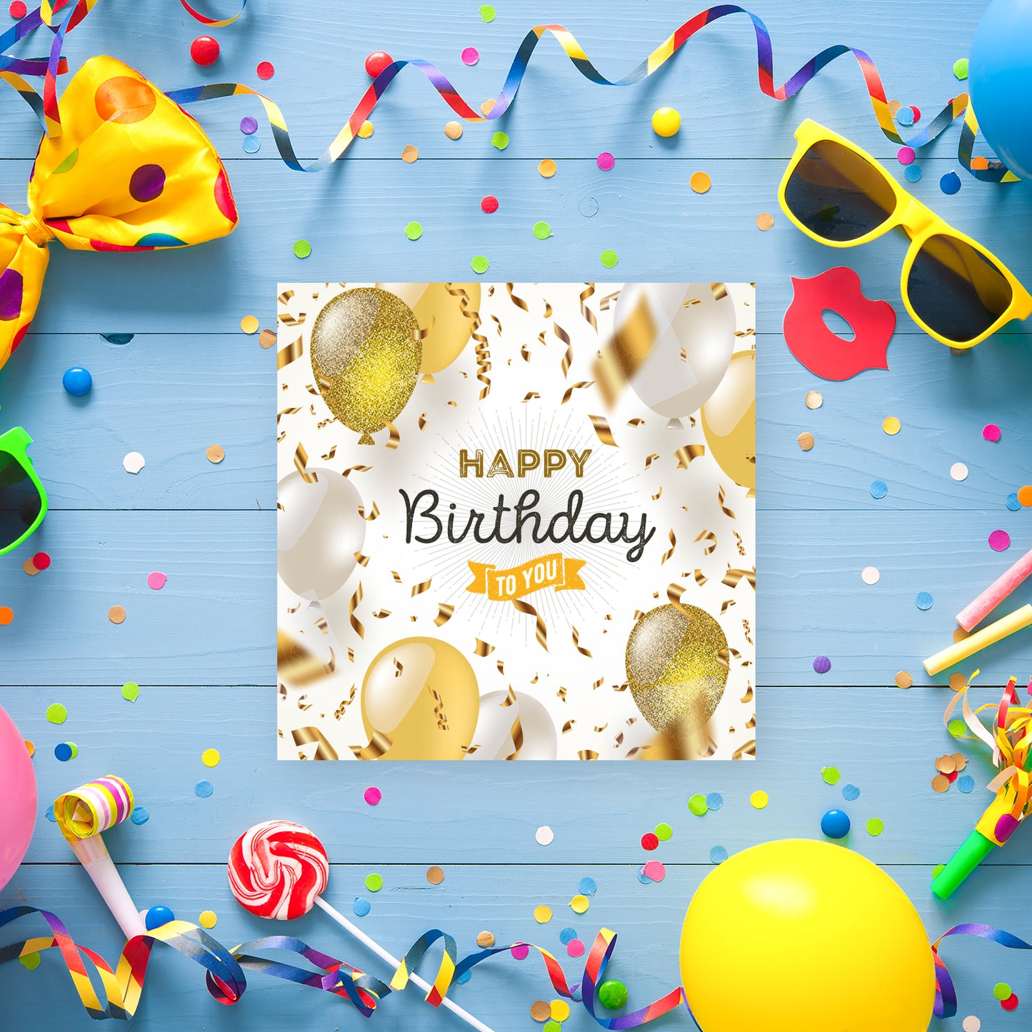 1 Geburtstagskarte Klappkarte Happy Birthday 14,8x14,8cm und 1 weißer Umschlag