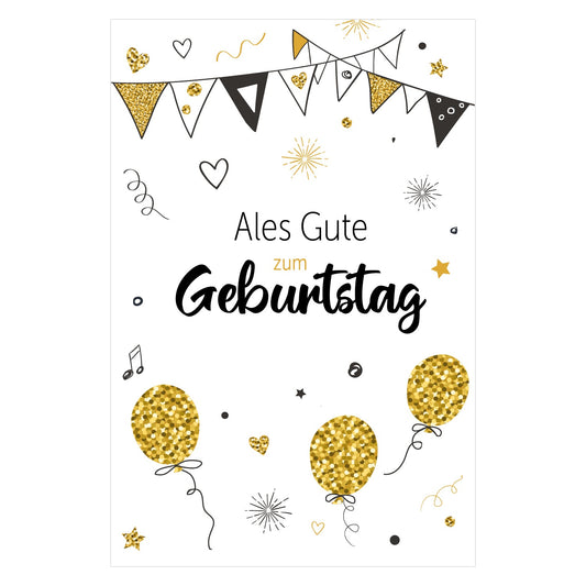 1 Premium Geburtstagskarte 18x12cm mit 1 weißen Umschlag Klappkarte Glückwünsche Merz Designkarten