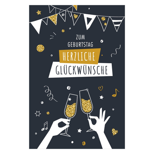 1 Premium Geburtstagskarte 18x12cm mit 1 weißen Umschlag Klappkarte Glückwünsche Merz Designkarten