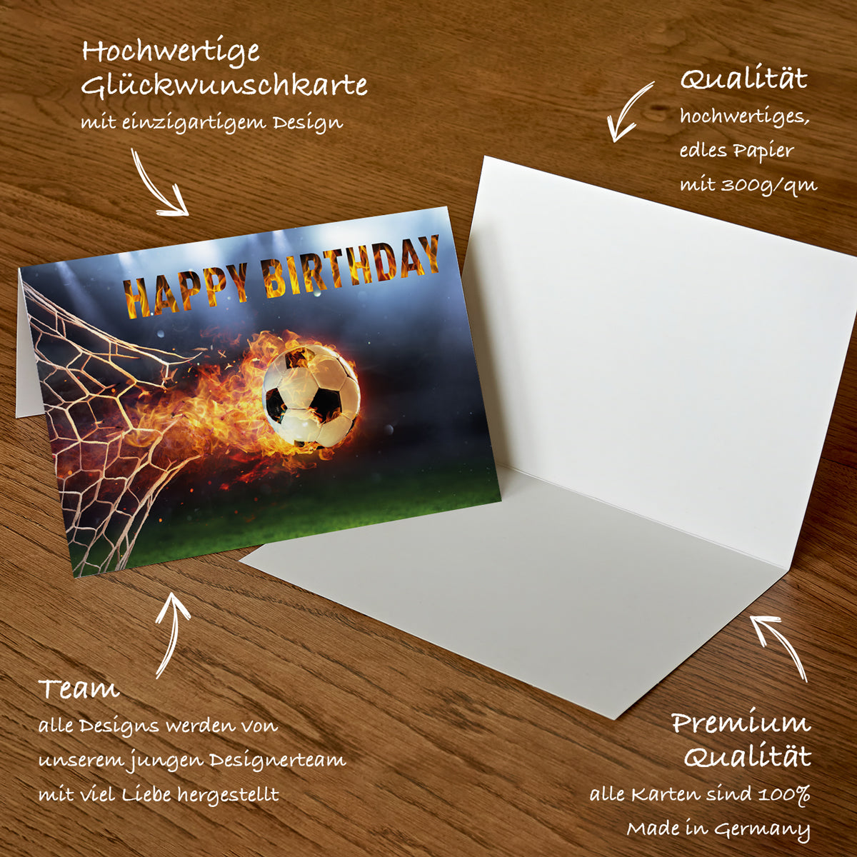 1 Premium Geburtstagskarte Happy Birthday 10,5x14,8cm mit Umschlag
