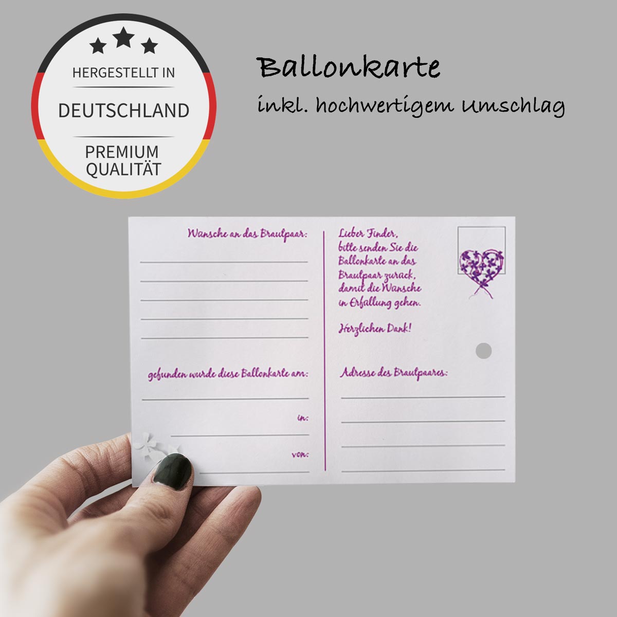 50 Ballonkarten Luftballonkarten Ballonflugkarten Weitflugkarten Hochzeit