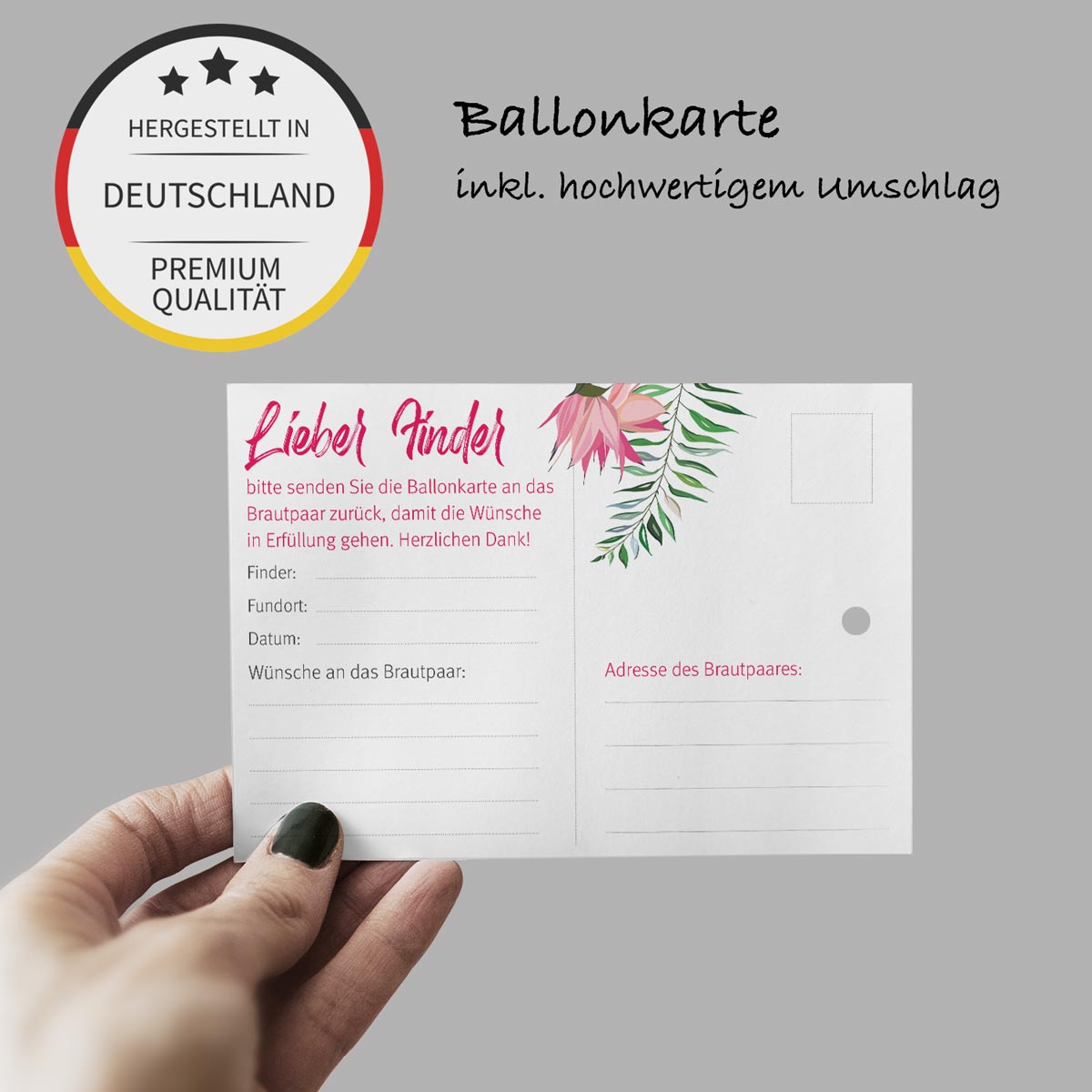 50 Ballonkarten Luftballonkarten Ballonflugkarten Weitflugkarten Hochzeit