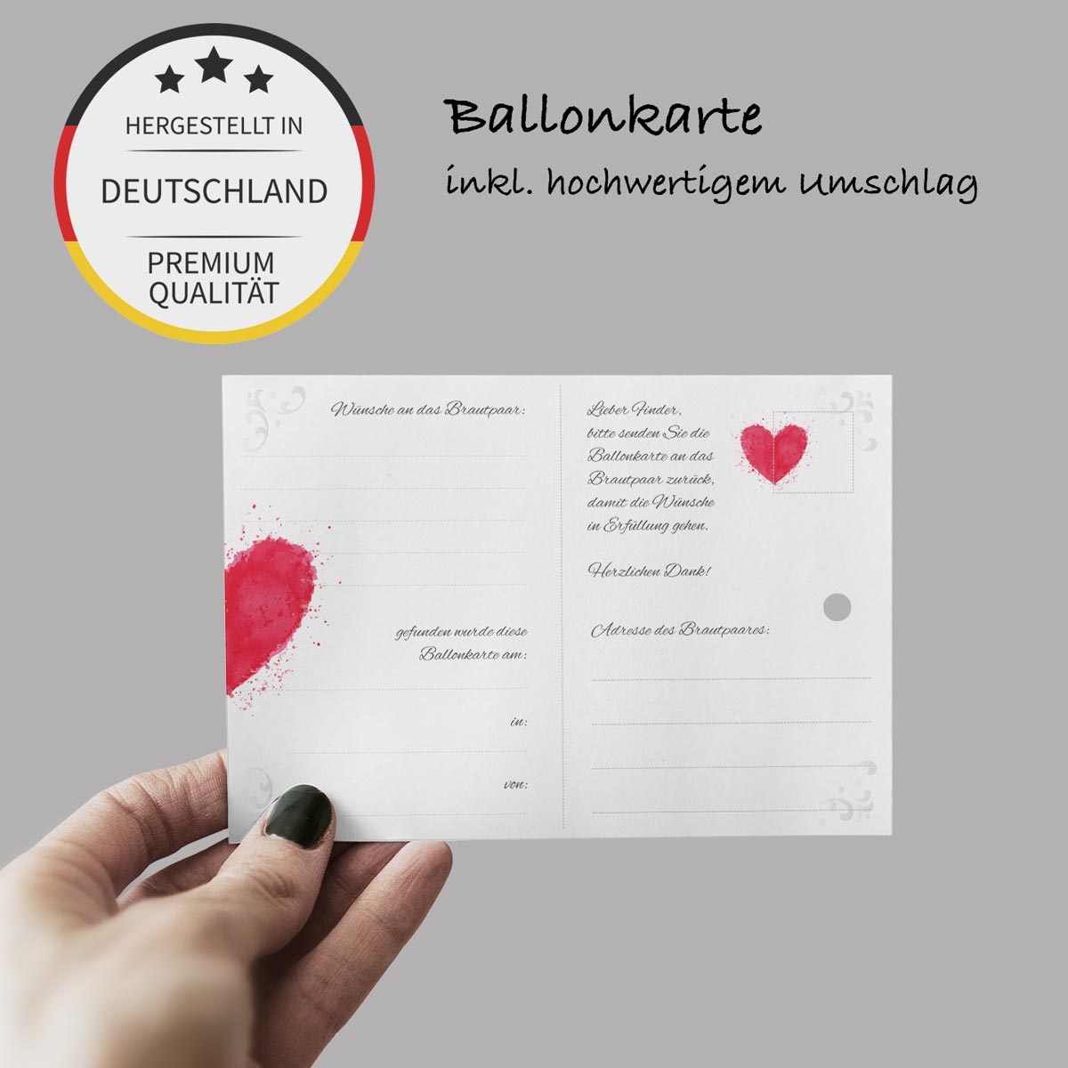 50 Ballonkarten Luftballonkarten Ballonflugkarten Weitflugkarten Hochzeit