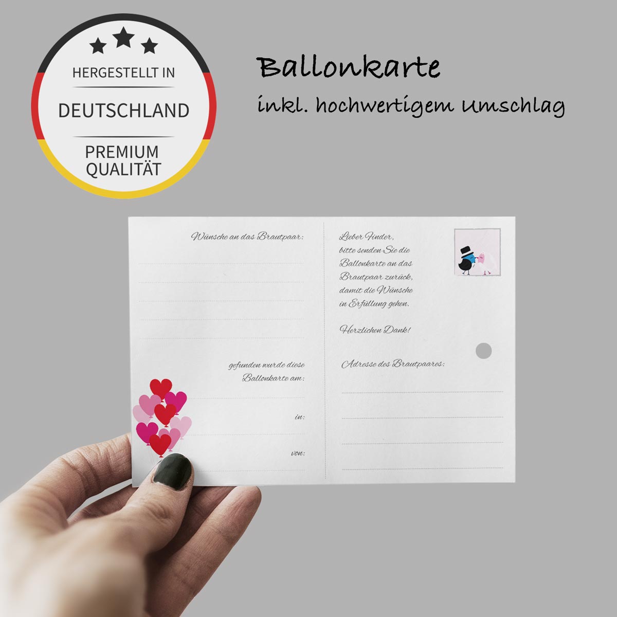 50 Ballonkarten Luftballonkarten Ballonflugkarten Weitflugkarten Hochzeit Karten