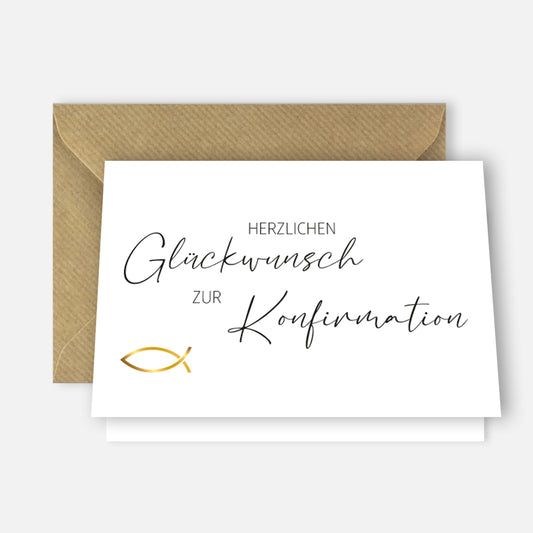 1Stück Premium Karte Konfirmation + Naturumschlag (Klappkarte)