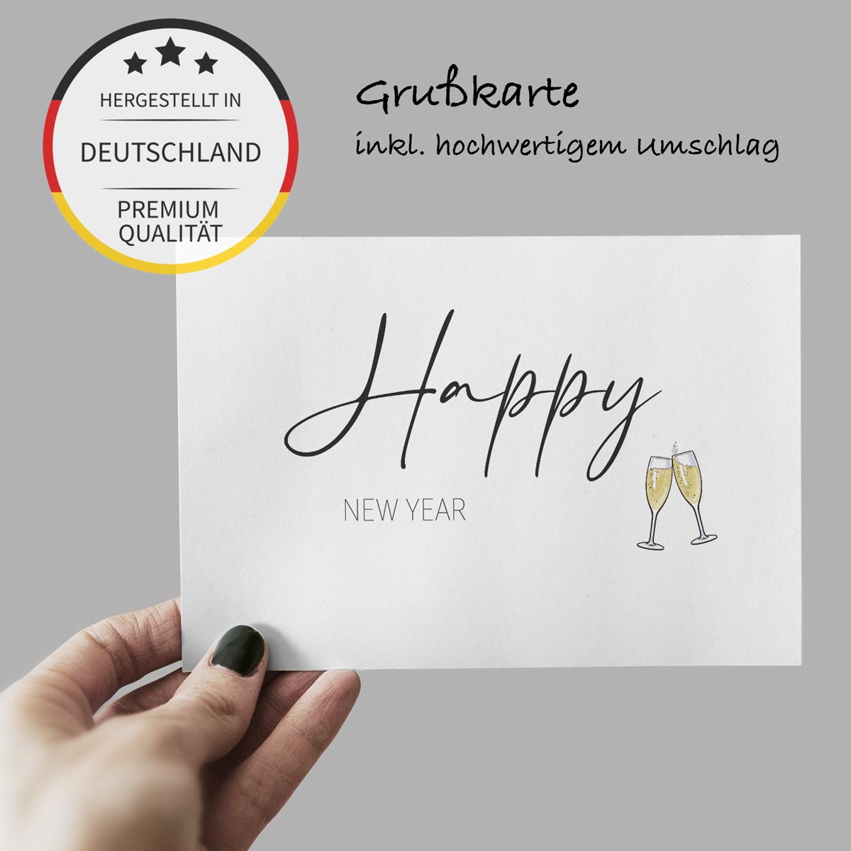 4 Grußkarten Neujahr Neujahrskarten 10,5x14,8cm Klappkarten 4 Umschläge new year