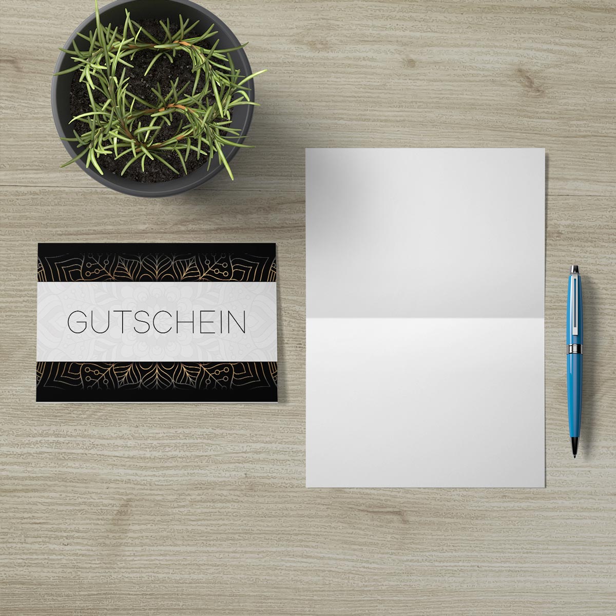 1 Gutscheinkarte Gutschein Klappkarte 12x18cm mit Kuvert Geschenkgutschein