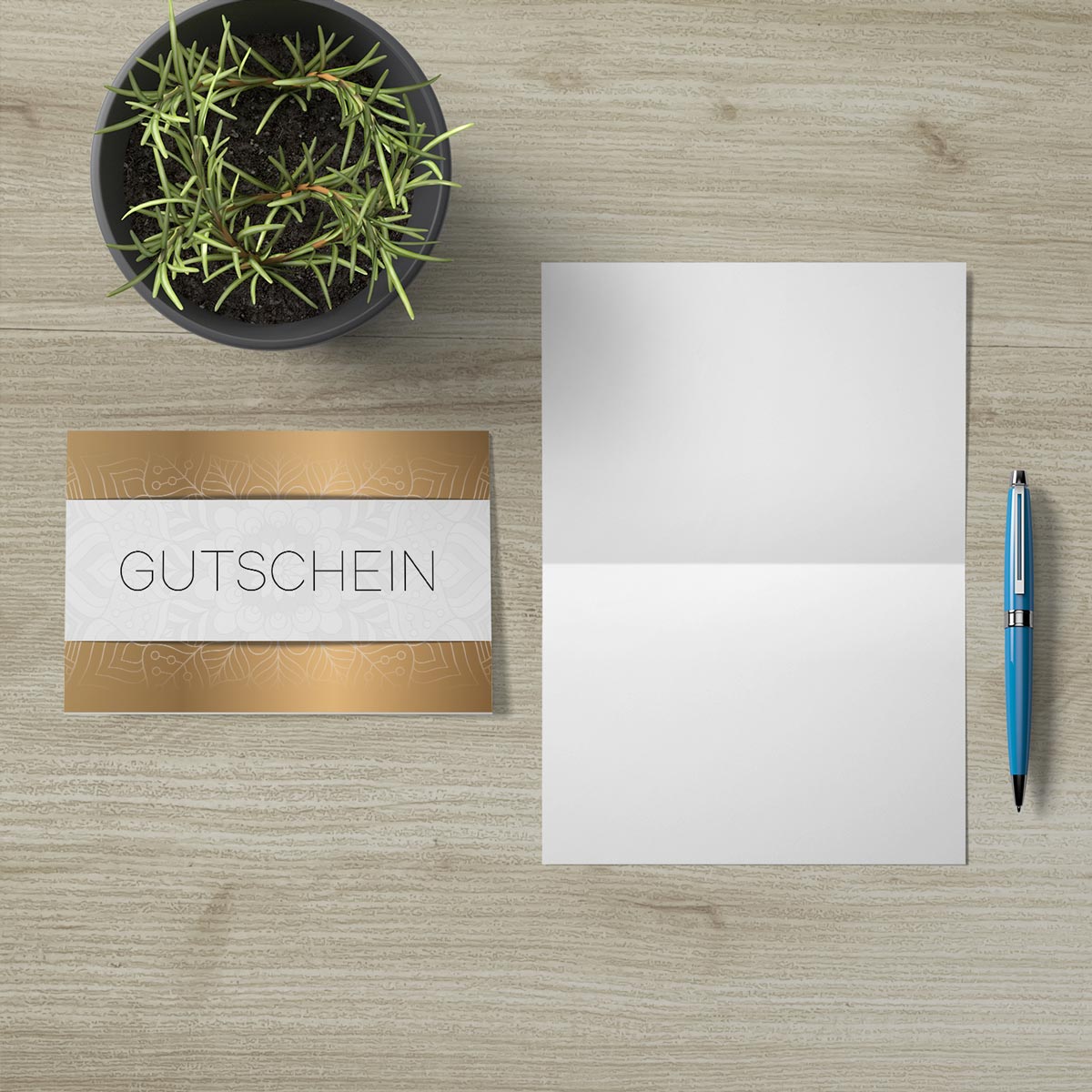 1 Gutscheinkarte Gutschein Klappkarte 12x18cm mit Kuvert Geschenkgutschein