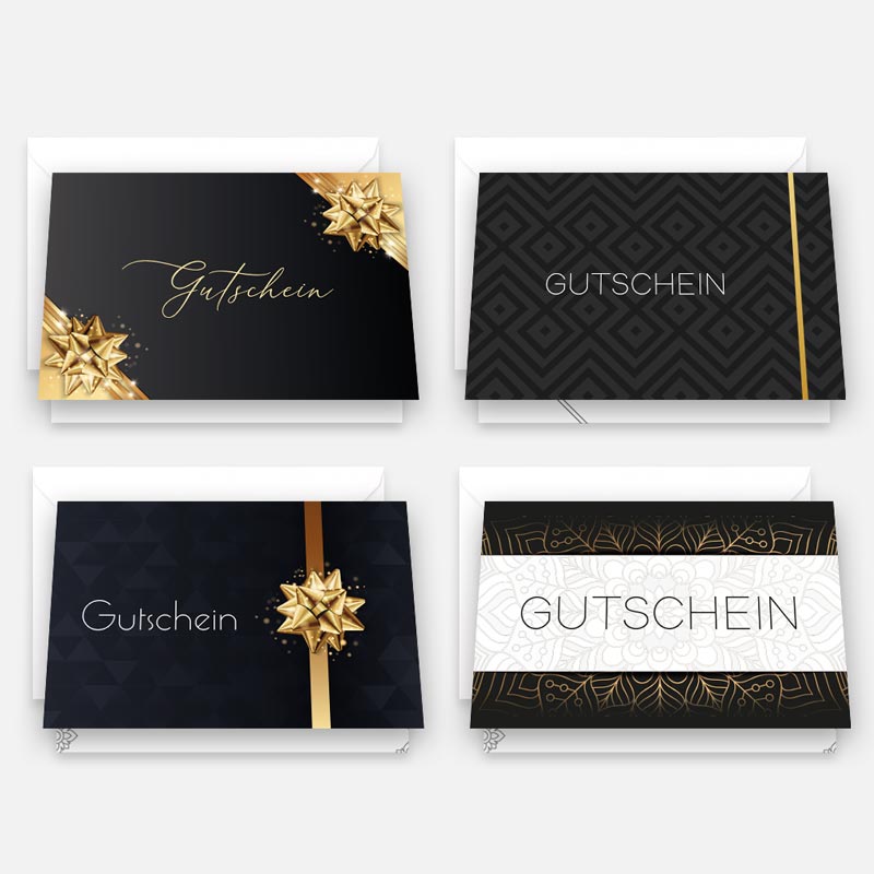 4 Gutscheinkarte Gutschein Klappkarte 12x18cm mit 4 Kuverts Geschenkgutschein