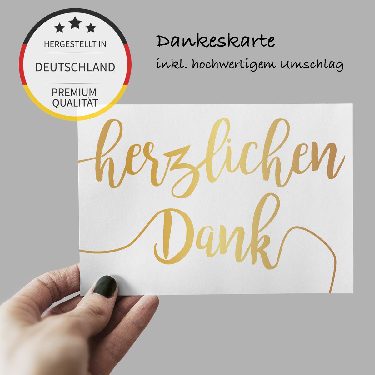 10 Premium Dankeskarten (Klappkarten) mit 10 Umschlägen, Danke Karten Grußkarte