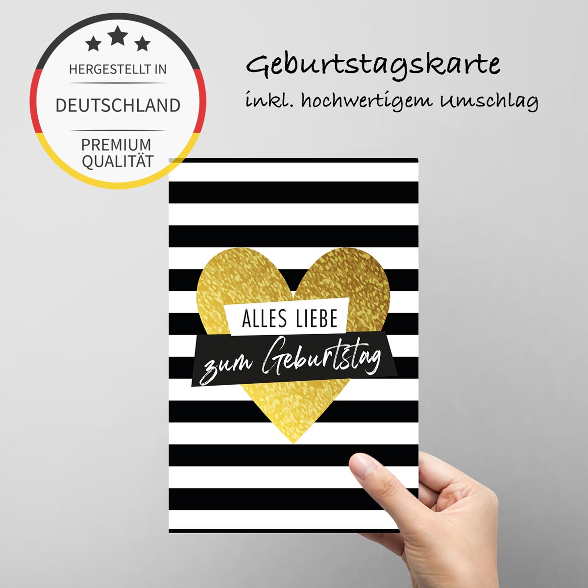 4 Premium Geburtstagskarten Happy Birthday 18x12cm + 4 Kuverts Geburtstag Karten