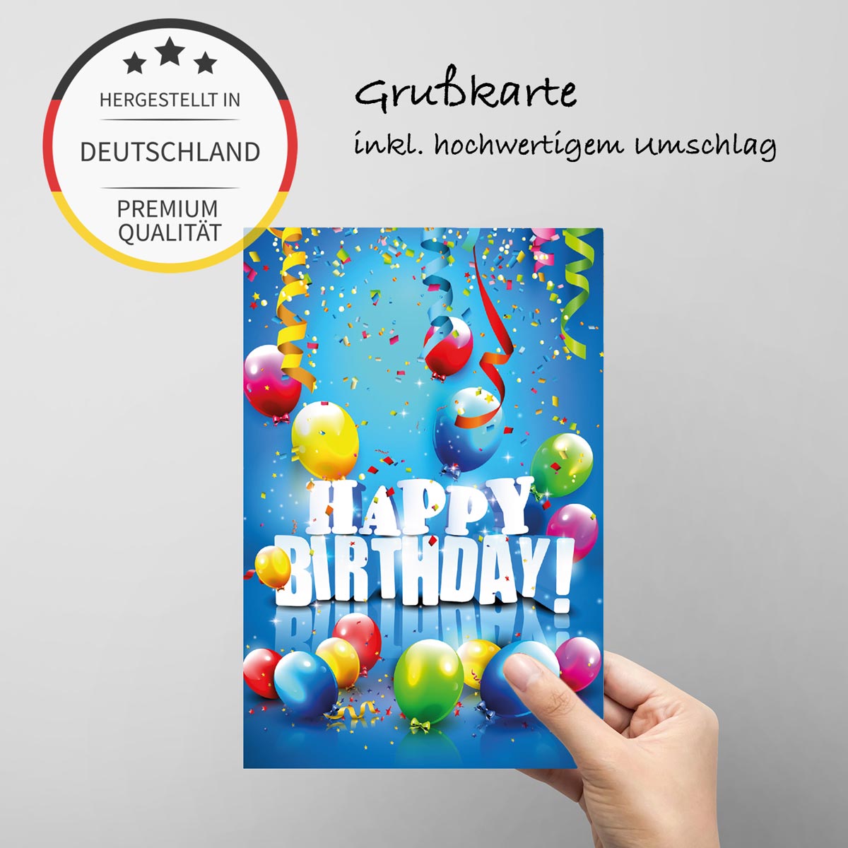 1 Premium Geburtstagskarte Happy Birthday 18x12cm mit Umschlag