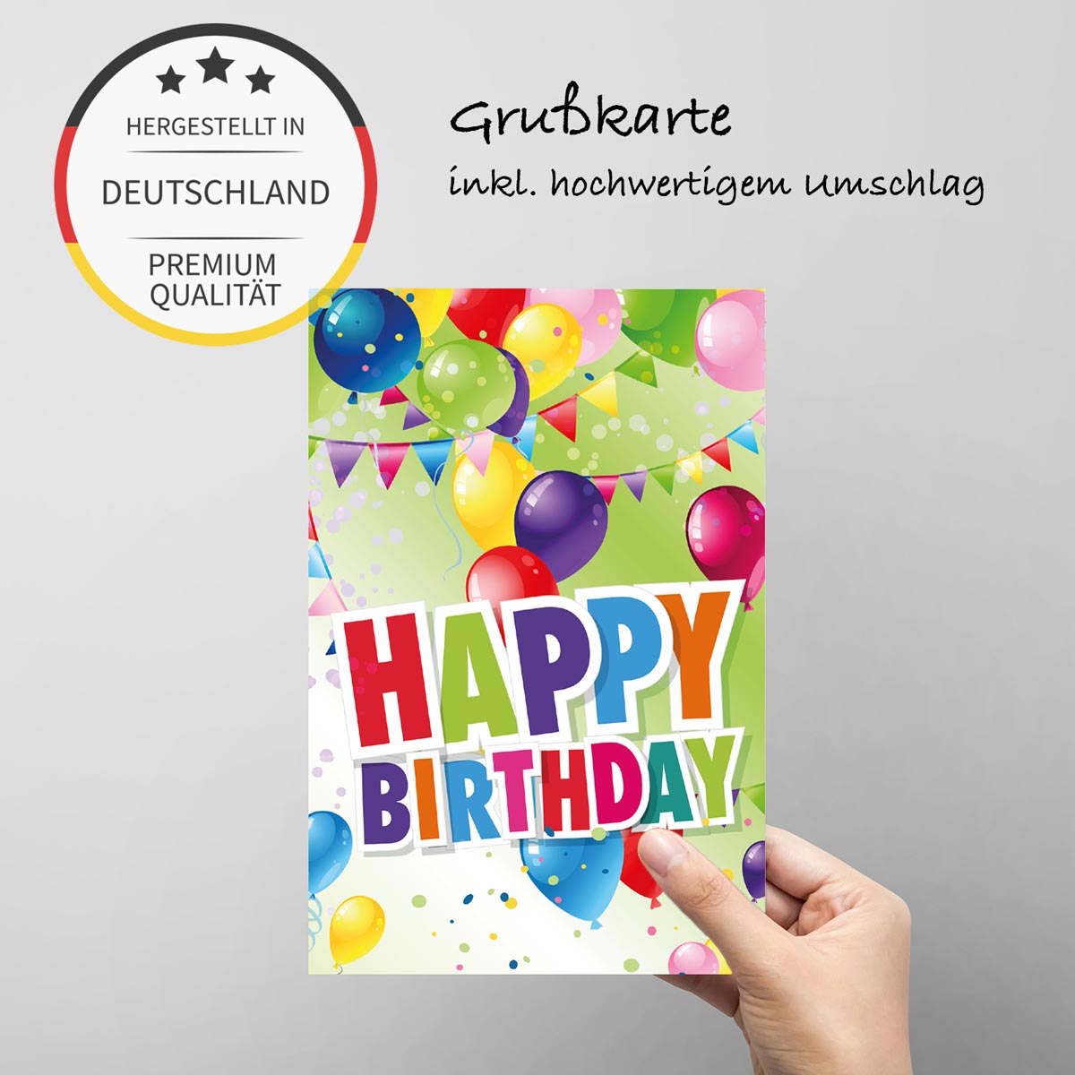 1 Premium Geburtstagskarte Happy Birthday 18x12cm mit Umschlag