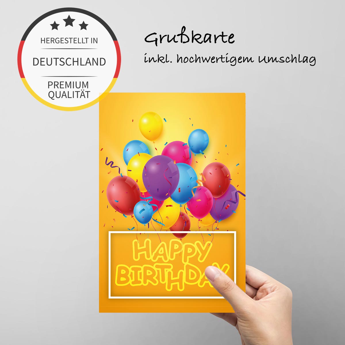 1 Premium Geburtstagskarte Happy Birthday 18x12cm mit Umschlag