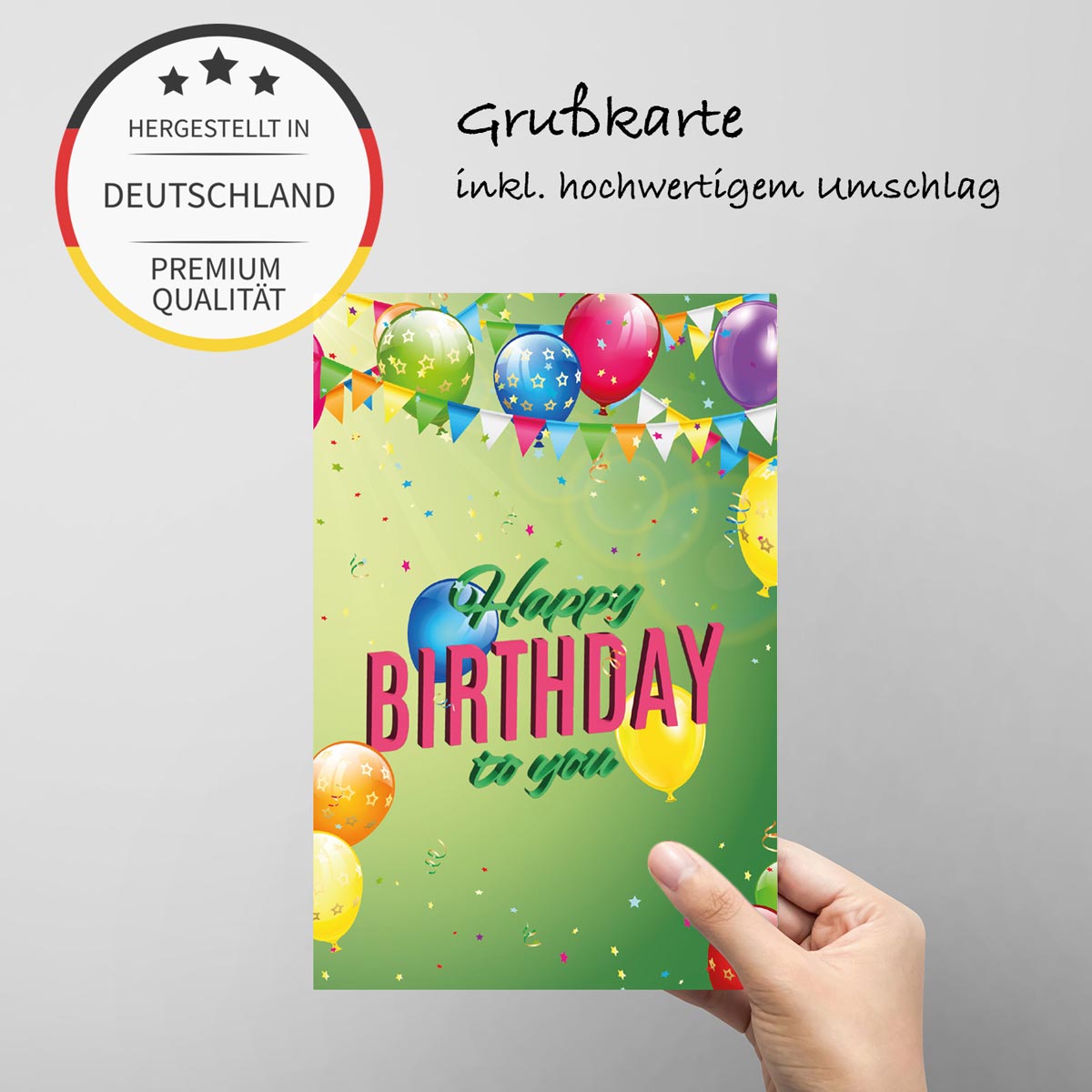 1 Premium Geburtstagskarte Happy Birthday 18x12cm mit Umschlag